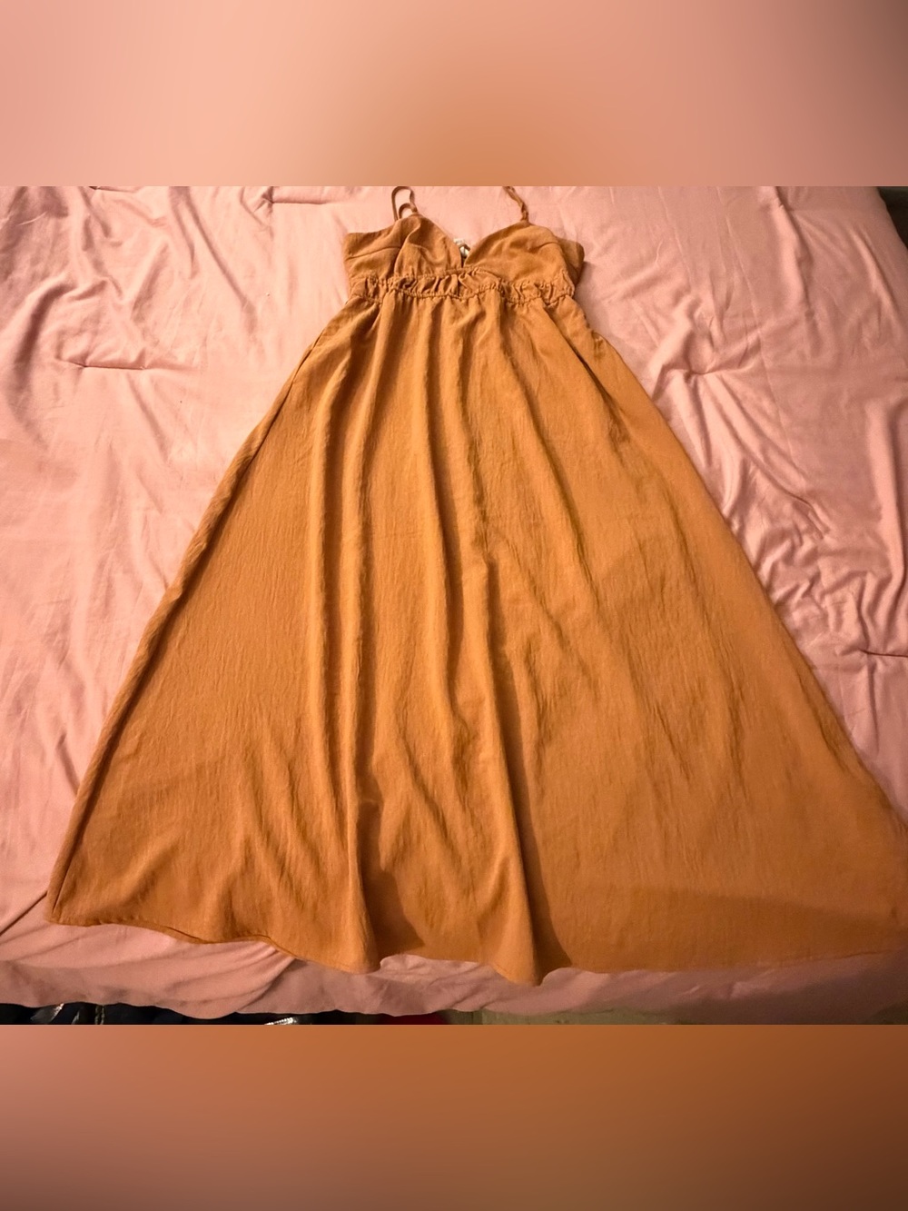 Mustard Yellow Maxi Dress with Spaghetti Straps